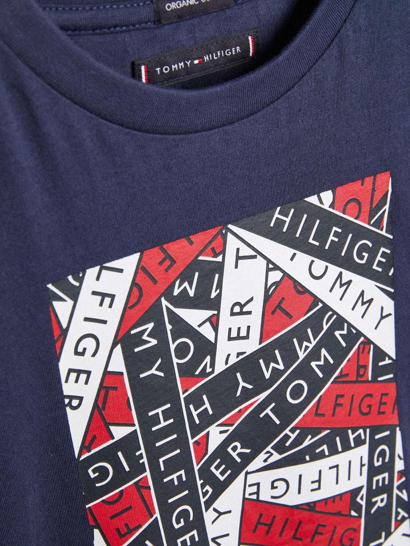 Lány Tommy Hilfiger Logo Tape Póló Kék | HU 1937CTV